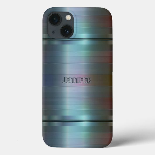 Monogrammetaal blauw-grijs bandpatroon Case-Mate iPhone case (Achterkant)