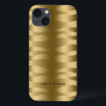 Monogrammetaal goud met zebrastripes Case-Mate iPhone case<br><div class="desc">Goud metallisch golvende zebrastrepen patroon. Aangepast en optioneel monogram.</div>