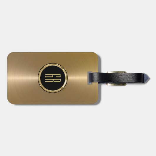 Monogrammetaal goud, roestvrij staal bagagelabel (Achterkant horizontaal)