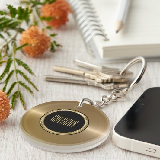 Monogrammetaal goud roestvrij staal Kijk 2 Sleutelhanger (Voorkant Rechts)