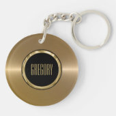 Monogrammetaal goud roestvrij staal Kijk 2 Sleutelhanger (Achterkant)