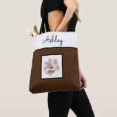 Monogrammofoonbruine canvas tas (Dichtbij)