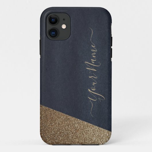 Monogrammofoondoosjes voor zeegoud glitter Case-Mate iPhone case (Achterkant)