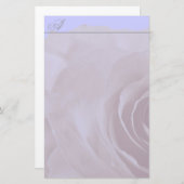 Monogrammofoondroog Roos op periwinkle Blue Briefpapier (Voorkant / Achterkant)