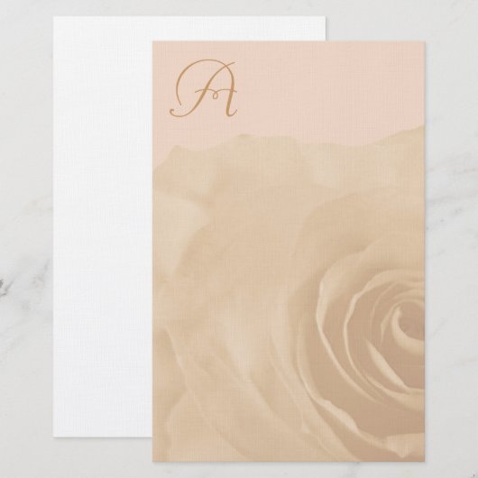 Monogrammofoongetande Roos Briefpapier (Voorkant / Achterkant)