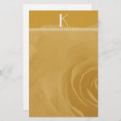 Monogrammofoongetande Roos op karper Briefpapier (Voorkant / Achterkant)