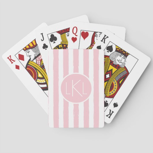Monogrammofoonroze stripkaart voor kaartspellen pokerkaarten (Achterkant)
