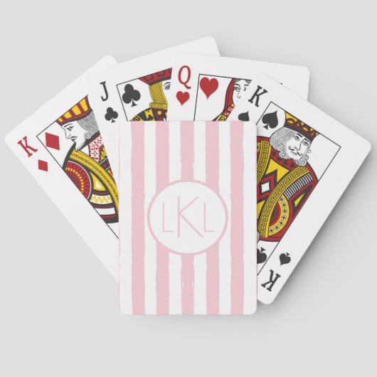 Monogrammofoonroze stripkaart voor Spelletkaarten Pokerkaarten (Achterkant)