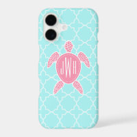 Monogrammofoonroze Zee Turtle + Blue Quatrefoil