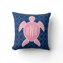 Monogrammofoonroze Zee Turtle Blue Quatrefoil