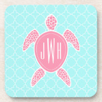 Monogrammofoonroze Zee Turtle + Blue Quatrefoil