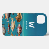 Monogrammofoonvolle vis onder de blauwe zee Case-Mate iPhone case (Achterkant (horizontaal))