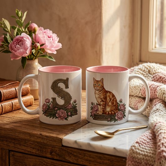 Monogrammok mok van oranje tabby kat