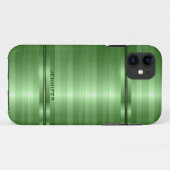 Monogrammone metalen groene strepen Case-Mate iPhone case (Achterkant (horizontaal))