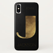 Monogrammonogram Initiaal J Black Gold Case-Mate iPhone Case (Achterkant)