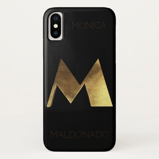 Monogrammonogram Initiaal M Black Gold Case-Mate iPhone Case (Achterkant)
