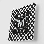 Monogrammus BW Polka Dot Square Wall klok (Hoek)