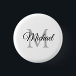 Monogramnaam aanpassen Witte Sjabloon Elegant Ronde Button 3,2 Cm<br><div class="desc">Pas Monogram naam Witte Sjabloon Elegant Ronde Button van de Ronde van Trendy aan.</div>