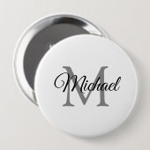 Monogramnaam aanpassen Witte Sjabloon Huge Ronde Button 4,0 Cm (Voorkant /achterkant)
