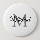 Monogramnaam aanpassen Witte Sjabloon Huge Ronde Button 4,0 Cm (Voorkant)