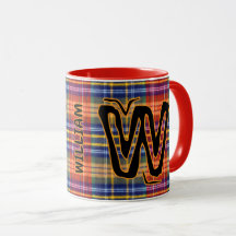 Monogramnaam (Antique Plaid Stijl) Vintage Koffie