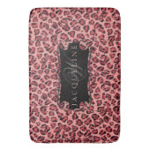 Monogramnaam Bath Decor Leopard Print Pink Badmat (Voorkant Verticaal)