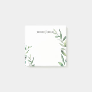 Monogramnaam botanische Waterverf olijftak Post-it® Notes