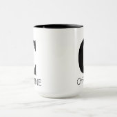 Monogramnaam Eenvoudig Elegant Zwart & Wit Mok (Midden)