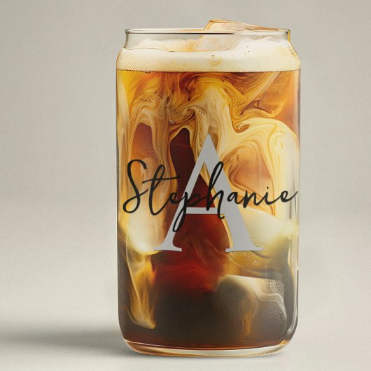 Monogramnaam gepersonaliseerd script blikvorm glas