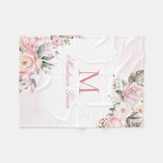 Monogramnaam Gepersonaliseerde Douane Fleece Deken (Voorkant (Horizontaal))