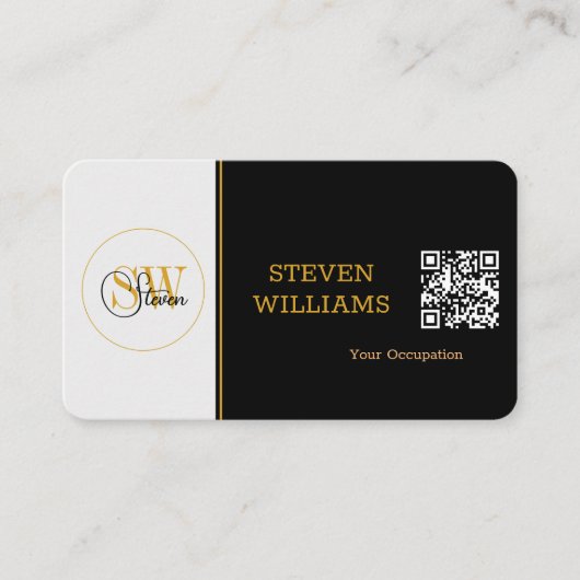 Monogramnaam legant, handtekening/QR-code Visitekaartje (Voorkant)