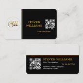 Monogramnaam legant, handtekening/QR-code Visitekaartje (Voorkant / Achterkant)