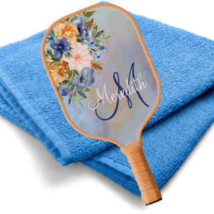 Monogramnaam Lovely Pink Soft Pastel Flowers Pickleball Paddle