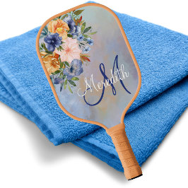 Monogramnaam Lovely Pink Soft Pastel Flowers Pickleball Paddle