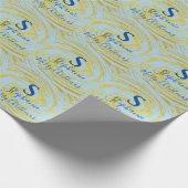 Monogramnaam Merry Kerstmis Blauwgroen Glitter Cadeaupapier (Hoek)