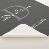 Monogramnaam moderne grijze witte scriptfamilie sherpa deken (3/4)