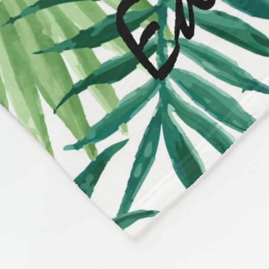 Monogramnaam moderne waterverf tropische bladeren fleece deken (Hoek)