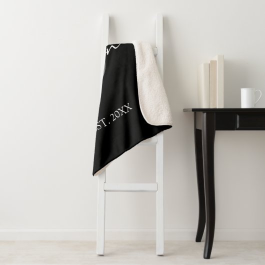 Monogramnaam moderne zwarte witte-Script-serie Sherpa Deken (In situ)