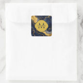 Monogramnaam op NavyGoud Abstracte Marmer FluidArt Vierkante Sticker (Tas)