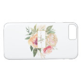Monogramnaam Peony en Gold Bloom Case-Mate iPhone Case (Achterkant (Horizontaal))