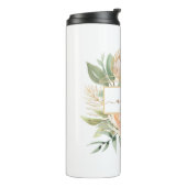Monogramnaam Peony en Gold Flowers Thermosbeker (Gedraaid links)