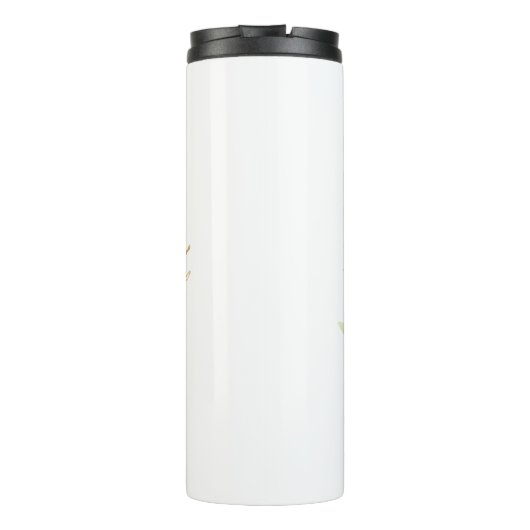 Monogramnaam Peony en Gold Flowers Thermosbeker (Achterkant)