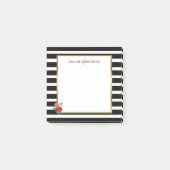 Monogramnaam rozen zwart-wit strepen post-it® notes (Voorkant)
