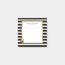 Monogramnaam rozen zwart-wit strepen post-it® notes