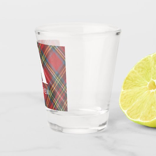 Monogramnaam, Stewart Tartan Denim Print 1.5oz Shot Glas (Rechts)