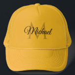 Monogramnaam voor vrouwen voor mannen Unisex Trucker Pet<br><div class="desc">Monogrammed name for Women for Men Sjabloon Unisex Elegant Trendy Yellow Trucker Hat.</div>