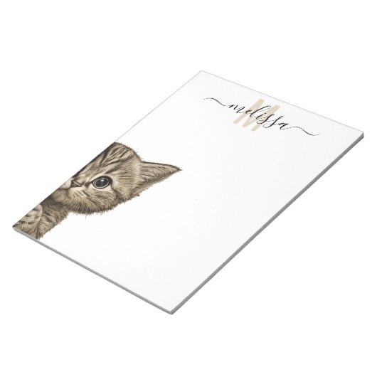 Monogramnaam voor Waterverf van kat Notitieblok (Schuin)
