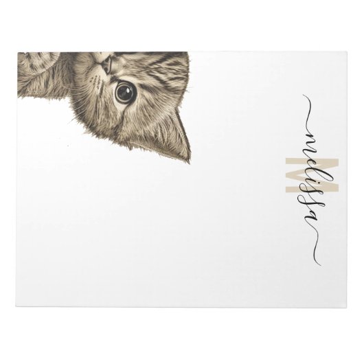 Monogramnaam voor Waterverf van kat Notitieblok (Voorkant)