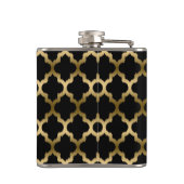 Monogramnale kat en zwarte kat quatrefoil heupfles (Achterkant)