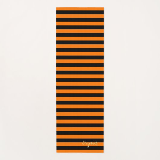Monogramoefening van Halloween Oranje Stripes Yogamat (Voorkant)